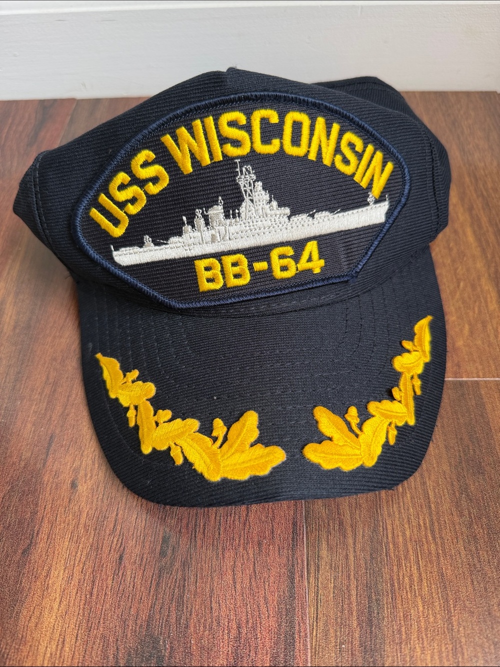 VTG Eagle Crest Navy USS WISCONSIN BB-64 Snapback Baseball Hat Military USA